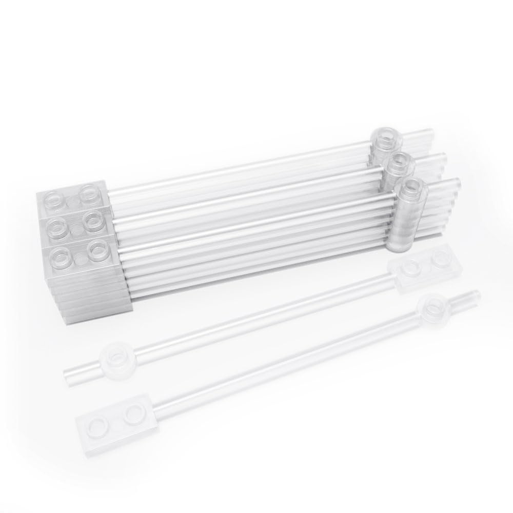 Gobricks Classic Bulk GDS-1327 Bar 1 x 12 with 1 x 2 Plate End with Hollow Studs and 1 x 1 Round Plate End 20PCS Compatible with Lego 99784 42445 Toy MOC Brick Brands Color:Trans Clear 40