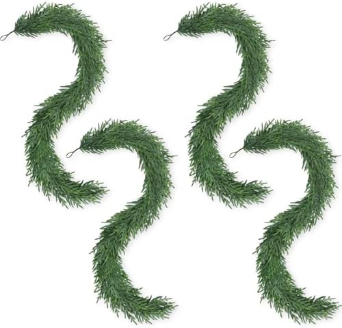 Artgar 4 Pcs Christmas Pine Garland, 6 Ft Real Touch Pine Garland, Artificial Realistic Greenery Garlands for Mantle Table Stair Window Porch Indoor Outdoor Winter Xmas Holiday Decorations