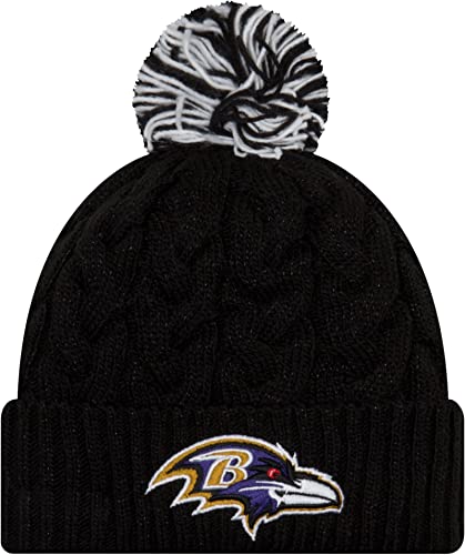 Bonnet officiel NFL New Era en tricot torsadé avec pompon pour femme stylée