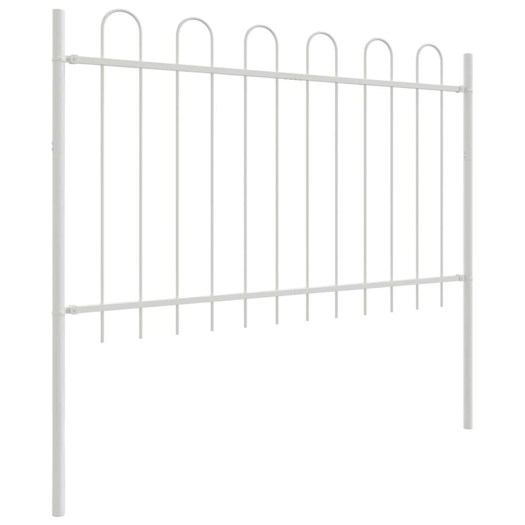 Gartenzaun BOXTEL Weiß aus pulverbeschichtetem Stahl 170x150 cm, robustes Zaunelement für Außenbereich, Sichtschutz, Trennwand, ideal für Terrasse, Vorgarten, Balkon