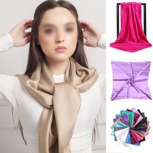 90cm Solid Color Head Scarf Silk Like Hair Scarf Square Hair Bandana Silky Hair Wrap Large Neck Scarf Black3