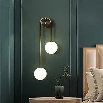 Harold Electricals Mid-Century Modern Melkweg Golden Wall Light | Forested Glass Wall Scone with E14 Bulb for Living Room, Bedroom, Bedside, Restaurant, Bathroom & Corridor -Bulb Included