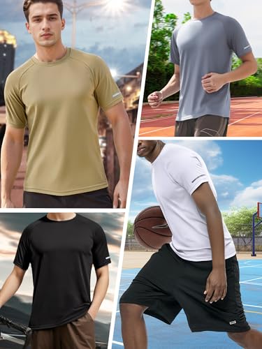 Image of Men's Quick-Dry Sportswear T-Shirts,4 /6 Pack Breathable Moisture Wicking Gym Tops for Training & Workout,Short Sleeve Tees