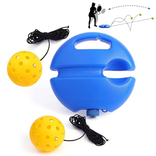 Hayaww Juego de Entrenamiento de Pickleball con 2 Pelotas de Rebote Pelota de Tenis práctica Dispositivo de Entrenamiento de Pádel Pickleball Rebote de Tenis Entrenador Trainer Tenis portátil (A)