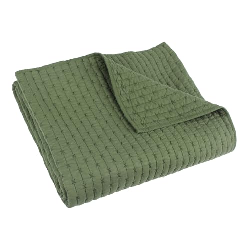 Levtex Home- Cross Stitch Forest Green - Quilted Throw -