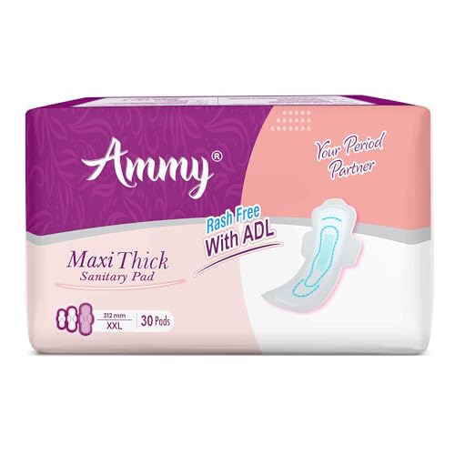 Image of Ammy Super Absorbent Maxi Thick Sanitary Pads - 30 Pcs XXL for Heavy Flow | Cottony Soft, Rash Free, Leak Lock with 6-Layer Shield & Active Flow Layer | Pack of 1