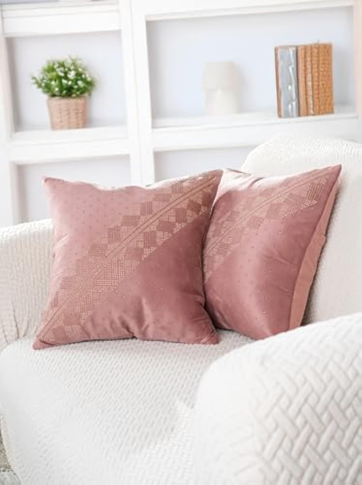 Velvet Cushion Cover 16x16 Inch, Misty Rose