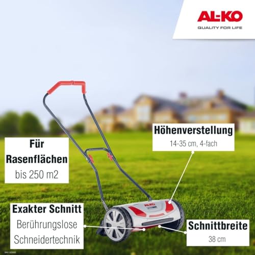 Foto von AL-KO Spindelmäher Razor Cut 38.1 HM Comfort (Schnittbreite 38 cm, Schnitthöhe 4-fach verstellbar, nur 7.7 kg schwer, extrem wendige Bauweise, ideal für Rasenflächen bis 250 m²)