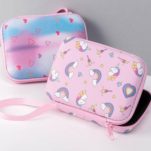 Whltzf Contenedor de almacenamiento cuadrado con diseño de dibujos animados, carcasa flexible, divisores internos de malla para dispositivos, cosméticos, herramientas, cremalleras suaves, bolsas de - imagen 5