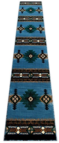 Concord Global Trading South West Native American Runner Area Rug Design C318 Blue (32 Inch X 15 Feet 6 Inch) #TOP7