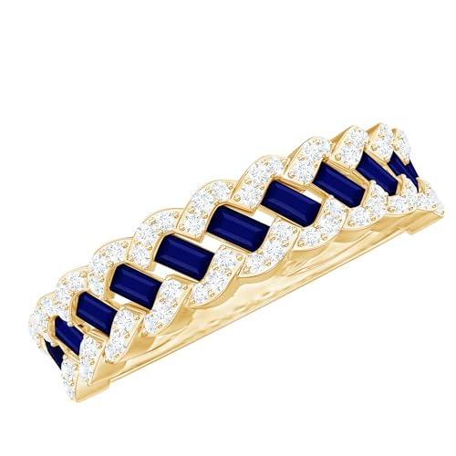 Natural Blue Sapphire Diamond Half Eternity Band Ring, Certified Sapphire Anniversary Band for Women, AAA Quality (Ready To Gift)