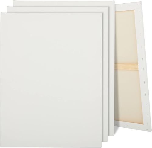Tableros de lona de color blanco estirados para pintar acrílico, pinturas al óleo (paquete de 4, 18 x 24 pulgadas)