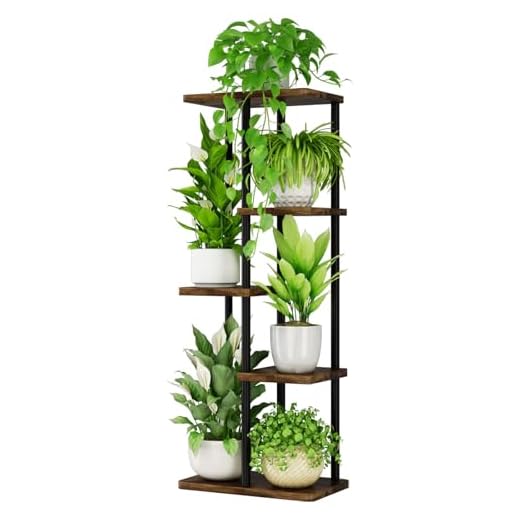 Bamworld Porta Piante da Esterno Portavasi da Interno Scaffale per Piante Balcone Mensola Angolare 5 Ripiani Giardino Bonsai Arredo Giardino Mobili Arredamento（Marrone）(40x24x98cm)