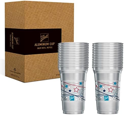 Ball Aluminum Cup Recyclable Party Cups, Summer Celebration Design, 20 oz. Cup, 30 Cups Per Pack