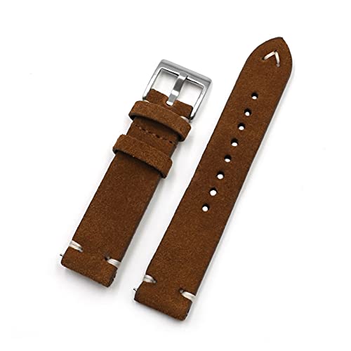 [EDVTSIHR] Suede Leather Watchband 18mm 20mm 22mm 24mm Vintage Handmade Stitching Strap for Men Women Watch Replacement Lasting 