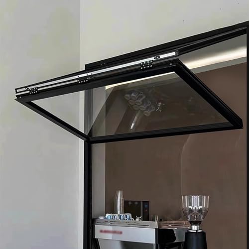 Ventana corrediza de aluminio para carrito de comida con puerta abatible 2