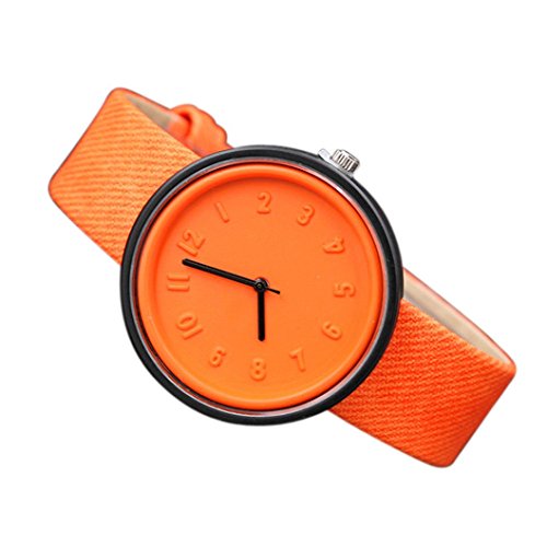 Preisvergleich Produktbild Winkey Quarz-Armbanduhr, für Damen und Herren, verstellbarer Gürtel Orange