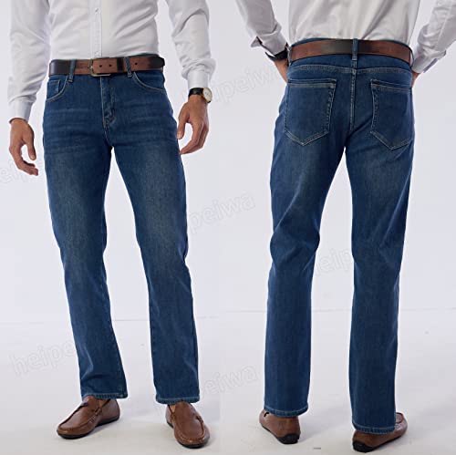 heipeiwa Men's Winter Fleece Lined Jean Thermal Relaxed Fit Warm Denim Pants3
