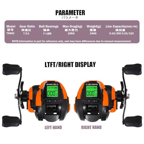 image for Tooluantmall Digital Fishing Baitcasting Reel, Digital Fishing Baitcas