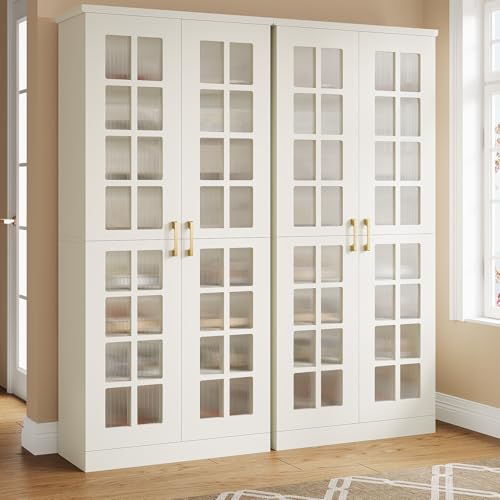 Image of Tribesigns Tall Shoe Cabinet Set of 2, 8-Tier Shoe Storage with Adjustable Shelves, Modern Shoe Organizer Shoe Rack Cabinet for Entryway, Hallway, Closet, Living Room, White