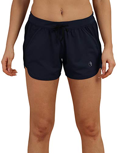 icyzone Workout Shorts for Women - Activewear Exercise Athletic Running Yoga Shorts(L,Navy)