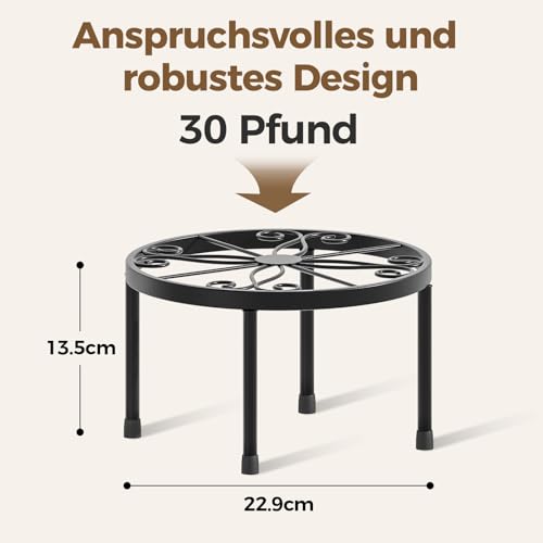 Bamworld Blumenständer Metall Schwarz 2er Set – Pflanzenständer Blumenhocker Pflanzenhocker Rund Ø22,5 cm für Balkon & Wohnzimmer