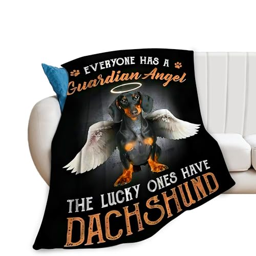 Dachshund Gifts and Decor - Cute Dog Throw Blanket for Girls, Women, Kids, Adults - Soft, Warm, Cozy Fleece Blanket for Couch, Sofa, Bed - 60"x50"