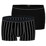 bugatti Herren Boxershorts Modal | 2er Pack (XL, schwarz | gestreift)