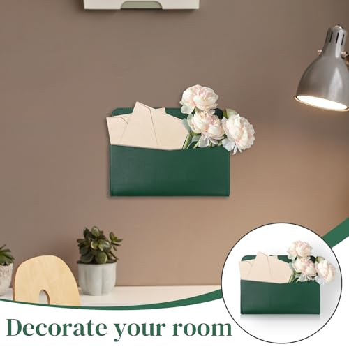 Support mural en similicuir vert chic pour bureau raffiné - 8