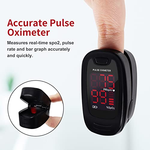 Contec Cms50M Pulse Oximeter Fingertip Blood Oxygen Saturation Monitor Spo2 And Pr Bar Graph Blood Oxygen, Neck/Wrist Cord Led Display, Black #TOP3