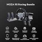 MOZA R5 All-in-One PC Gaming Racing Simulator: 5.5Nm Direct Drive Wheel Base, 11-inch Racing Wheel, Anti-Slip Pedals and a Desk Clamp, Cloud-based App Control - Image 3