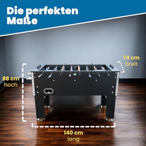 L.A. Sports Premium Kicker Table 5“ Kickertisch Stabiler Tischfußball schwarz verchromte Spielstangen – Bild 3