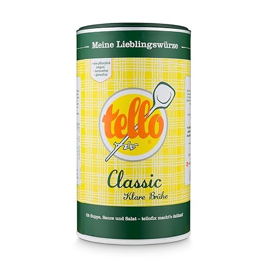 tellofix Classic Klare Brühe 4x900g, vielseitige Gemüse Brühe, als Universal-Würzmittel zum Verfeinern von Suppen - kalorienarm, glutenfrei, lactosefrei & vegan, keine Farb- oder Konservierungssstoffe