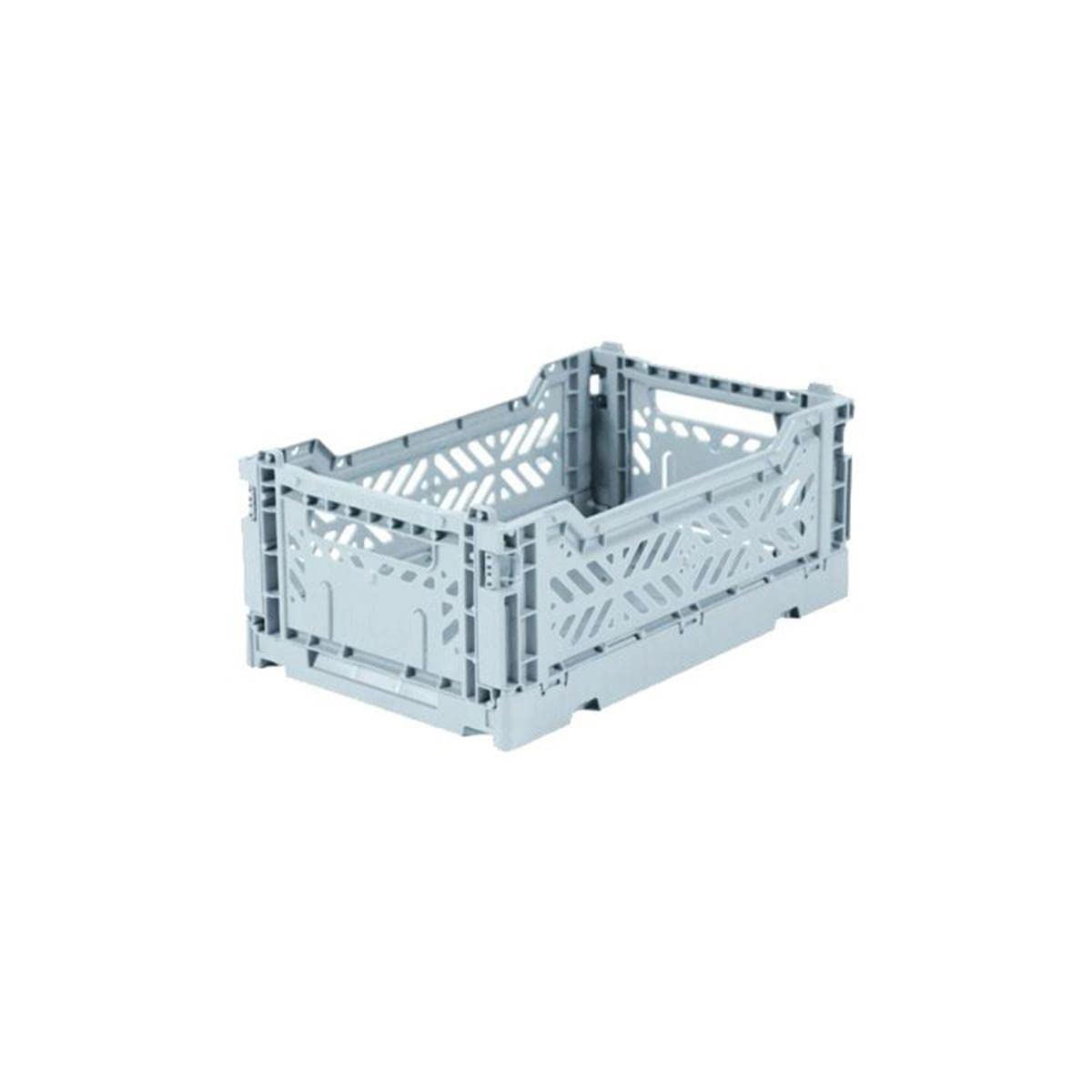Aykasa Pale Blue Ay-Kasa Folding Crate, Sturdy Folding Box, Plastic, Stackable, Mini (27 X 17 X 11 Cm)