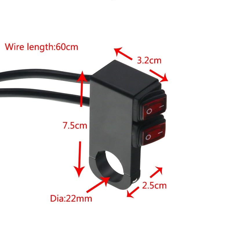 Interrupteur de guidon double commande rouge pour moto et ATV - 6