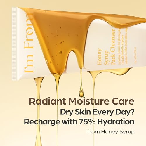 I'm from Honey Syrup Pack Cleanser, Mask-to-Foam Hydrating Cleanser with Honey, Glass & Dewy Glow, Moisture-Rich Facial Cleanser, Korean Skin Care 4.06fl.oz