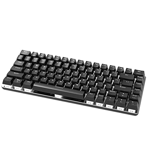 Image of Ajazz AK33 Geek Mechanical Keyboard, 82 Keys Layout, Black Switches, White LED Backlit, Aluminum Portable Wired Gaming Keyboard, Pluggable Cable, for Games Work and Daily Use, Black