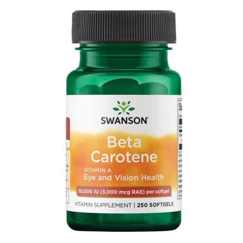 Swanson Beta-Carotene - Vitamin A Supplement Promoting Immune Health, Eye & Skin Health - Natural Wellness Formula - (250 Softgels, 3000Mcg Each) #TOP27