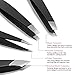 FACEMADE 4 Pack Tweezers Set - Professional Stainless Steel Tweezers for Men and Women, Precision Eyebrow Tweezers for Facial Hair, Chin, and Ingrown Hair Removal (Black)