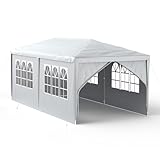 YRHome Pavillon 3x6m mit Seitenteilen Gartenpavillon Wasserdicht Dachmaß Gartenzelt Partyzelt UV Schutz Festzelt Winterfest Bierzelt Stabil Camping Zelt mit Fenstern Grau