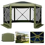 VEVOR Pop up Gazebo Screen Tent, 10 x 10 ft Large 6-Sided Camping Canopy Tent...