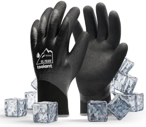 toolant Wasserdichte Arbeitshandschuhe Herren Damen, Schwarz, XXL, 1 Paar | Freezer Handschuhe mit Grip; doppelt nitrilbeschichtet; wasser- und ölabweisend; für Kühlhaus, Bau, Mech