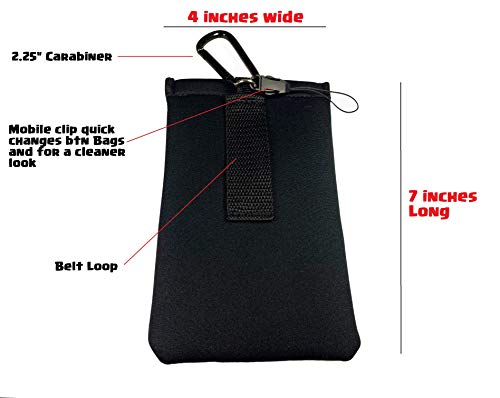 Self Closing Sunglasses/Eyeglasses Neoprene Squeeze Top Soft Case Carabiner Pouch #TOP2
