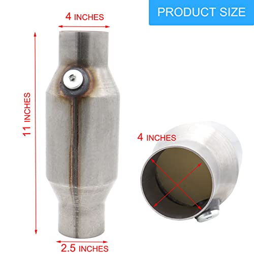 MOCW 2.5 Inch Inlet/Outlet Catalytic Converter Universal Direct Replacement with O2 Port (EPA Compliant), 2 Pcs - Thumbnail 2