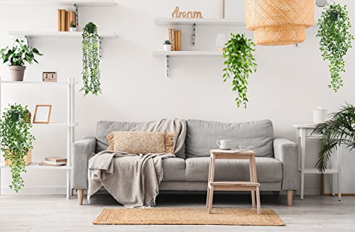 Eltnegsa Fake Hanging Plants 3 Pack Artificial Hanging Plants Potted Greenery Faux Eucalyptus Vine Mandala Vine Pea Pod For Home Room Wall Office Shelf Indoor Outdoor Decor #TOP4
