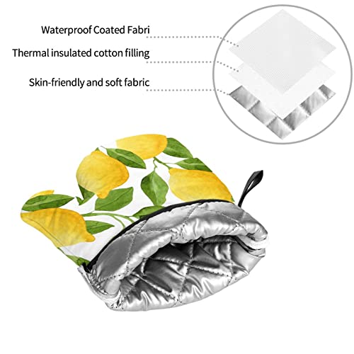 Bright Yellow Lemons Oven Mitts And Pot Holders Sets Of 5 High Heat Resistant Oven Mitts With Oven Gloves And Hot Pads Polyester Potholders For Kitchen Baking Grilling Bbq Non-Slip Cooking Mitts #TOP7