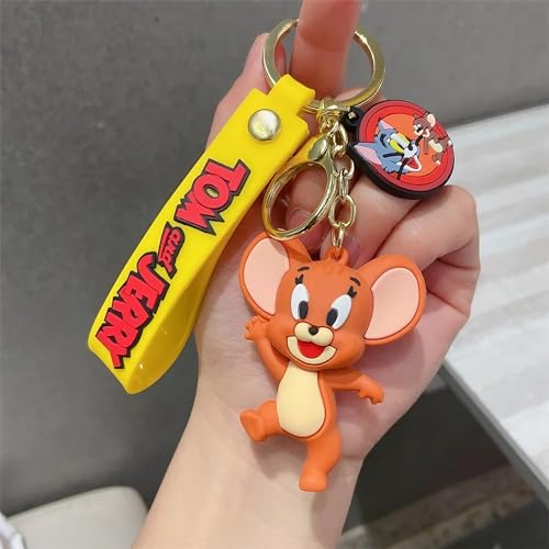 Image of Cute Cartoon Character Silicone 3D Key Chain with Strap Charm & Metal Hook, Merchandise Key Rings Gift for Kids Girls Boys Men & Women
