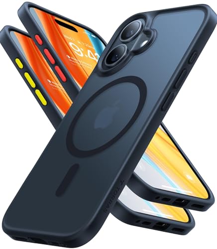 TORRAS Magnetic Shockproof for iPhone 16 Case,18N Mighty Magnetic, 12FT Military Grade Drop Tested, Fit for MagSafe, Protective Hard Back Plastic Slim Phone Case for iPhone 16 6.1", Black Titanium