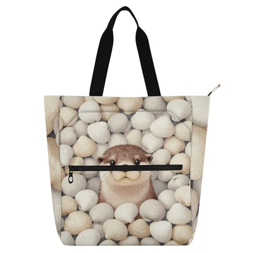 Bolsa de mano para niños ligera con cremallera y diseño de nutria