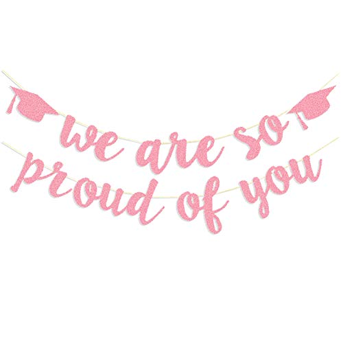 2025 Graduation Banners Party Decorations, Rose Gold Glitter We are So Proud of You Graduation Banners Garland for Congratulation Graduations Party Supplies, School, Home, Car Decorations